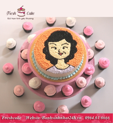 Tháp Cupcake hồng, Cupcake 3 mầu Hồng nhạt-Hồng-Trắng tặng mẹ yêu [MS:0680]