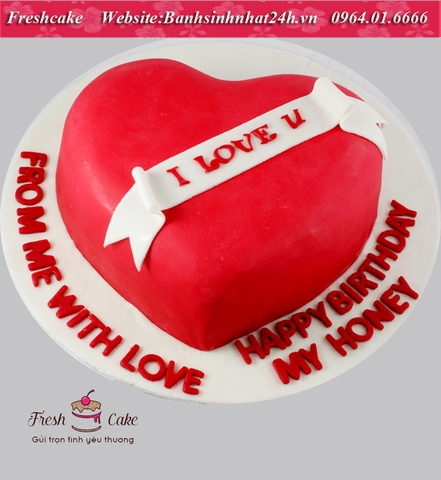 Bánh fondant trái tim tình yêu lời tỏ tình ngọt ngào [MS:1354]