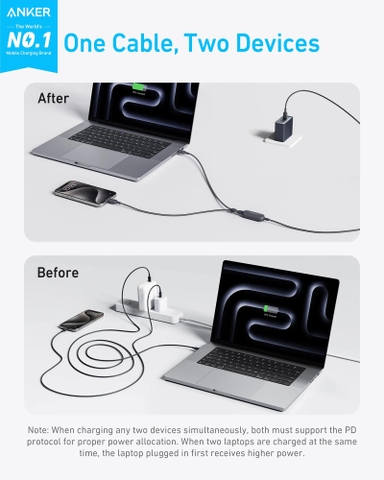 CÁP SẠC NHANH ANKER 2 IN 1 USB-C TO USB-C 140W 1.2M A8895