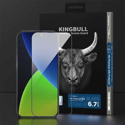 Miếng dán cường lực MIPOW KINGBULL PREMIUM SILK HD (2.7D) cho iPhone 15 | 15 Plus | 15 Pro | 15 Pro Max  (FULL VIỀN ĐEN)