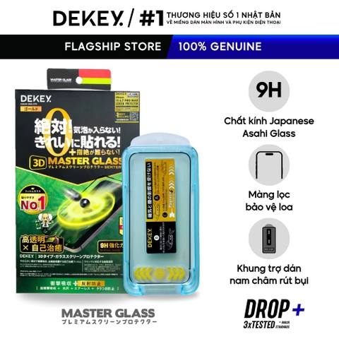 Miếng dán cường lực có khung trợ dán DEKEY 3D Master Glass Sentery (chống nhìn trộm) cho iPhone