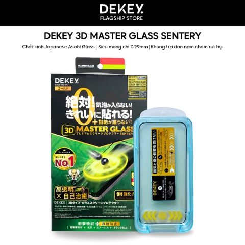 Miếng dán cường lực có khung trợ dán DEKEY 3D Master Glass Sentery (trong suốt) cho iPhone
