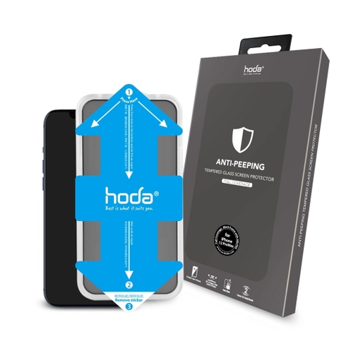 Miếng dán cường lực kèm khung trợ dán HODA chống nhìn trộm cho iPhone 12 Pro Max