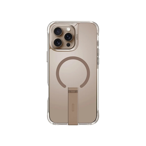 Ốp lưng UNIQ HYBRID iPhone 16 Pro Max Magnetic ELEVA With Vertical Stand - TAUPE GOLD