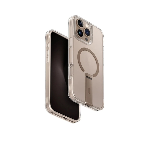 Ốp lưng UNIQ HYBRID iPhone 16 Pro Max Magnetic ELEVA With Vertical Stand - TAUPE GOLD