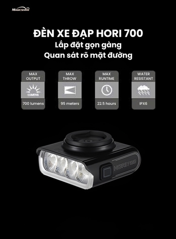 Đèn trước xe đạp MAGICSHINE HORI 700 Lumens, kích thước siêu nhỏ gọn, pin 22,5 giờ