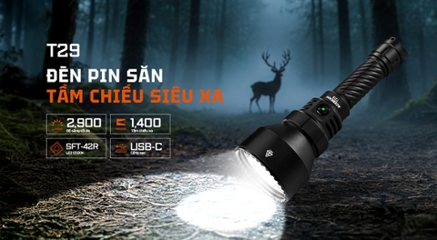 ACEBEAM T29 – Đèn Pin Chiếu Xa 2900 Lm tầm chiếu 1400m, Pin sạc 5600mAh sạc USB C