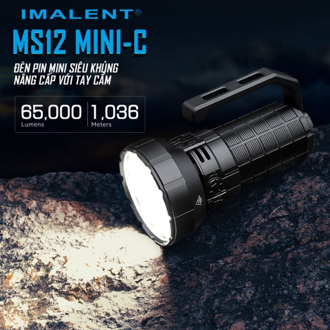 Đèn pin IMALENT MS12 Mini C sáng 65.000 lumen chiếu xa 1036m sạc USB-C Powerbank