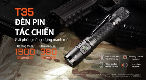 Đèn pin ACEBEAM T35 sáng 1900 lumens chiếu xa 380m pin 18650 2600mAh sạc USB C