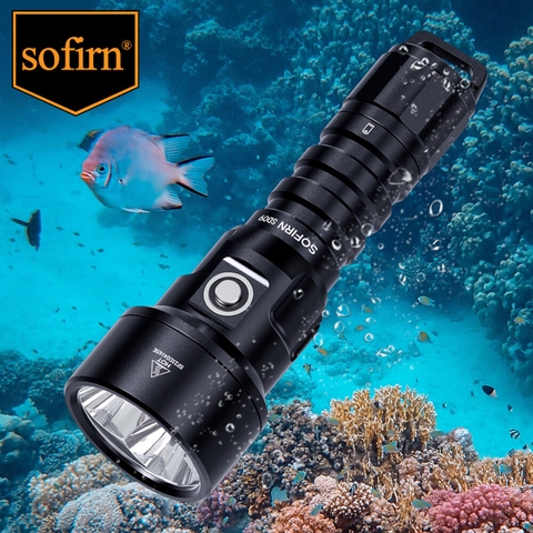 Đèn lặn SOFIRN SD09 sáng 3400 lumen chiếu xa 375m pin 21700 (pin sạc kèm theo)
