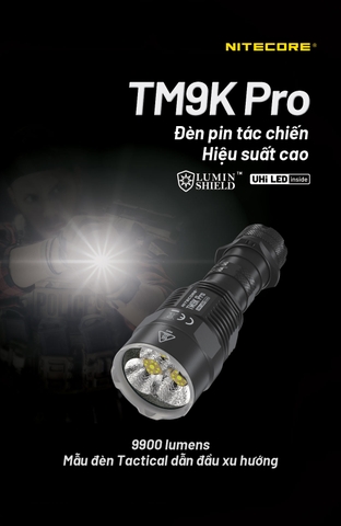 Đèn pin siêu sáng NITECORE TM9K Pro sáng 9900 lumen chiếu xa 510m pin 5000mAh sạc USB C công tắc kép chiến thuật