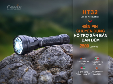 Đèn pin phản ứng nhanh FENIX HT32 sáng 2500 lumen chiếu xa 640m pin sạc 21700 5000mAh kèm theo