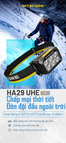 NITECORE HA29 UHE – Đèn đội đầu outdoor 1200 lm, pin chịu lạnh -40°C