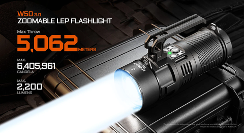 Đèn pin LEP đặc chủng ACEBEAM W50 2.0 chiếu siêu xa 5062m chức năng zoom điện tử