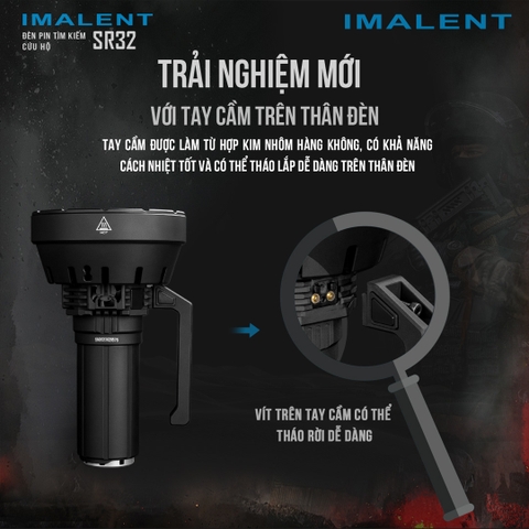 Đèn pin IMALENT SR32 sáng 120.000lm chiếu xa 2.080m 32 LED XHP50.3 sạc USB-C kiêm Powerbank
