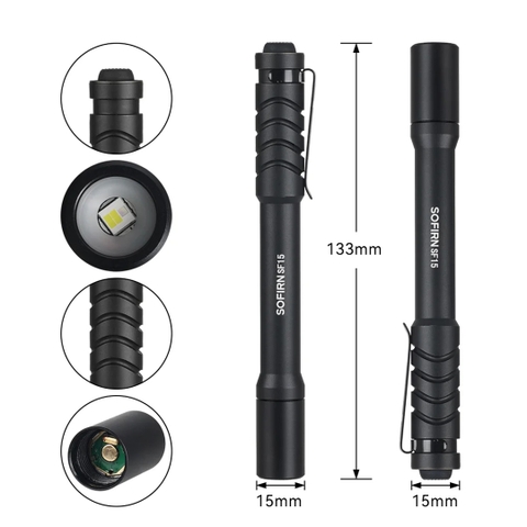 Đèn pin Sofirn SF15 sáng trắng 300 lm và UV 405nm sử dụng 02 pin AAA (không kèm theo)