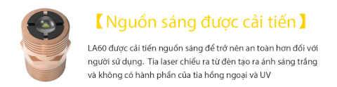 Đèn zoom laser trắng MAXTOCH LA60 tầm chiếu siêu xa 2800m độ sáng 500 lumen sử dụng 2 pin Li-ion 21700 5000 mAh kèm theo