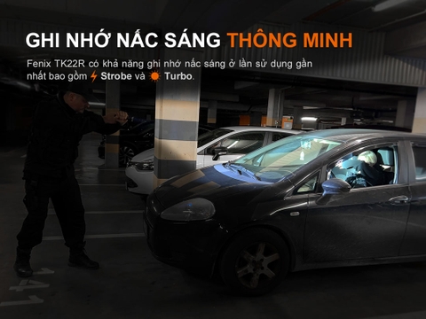 Đèn pin chiến thuật FENIX TK22R sáng 3200 lumen chiếu xa 480m pin sạc 21700 USB-C công tắc xoay chiến thuật