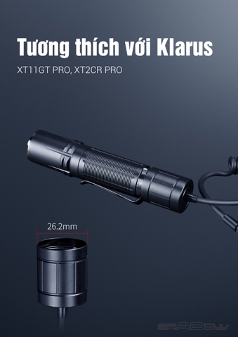 Công tắc điều khiển từ xa đuôi KLARUS TRC1 tương thích với Klarus XT11GT Pro và XT2CR Pro