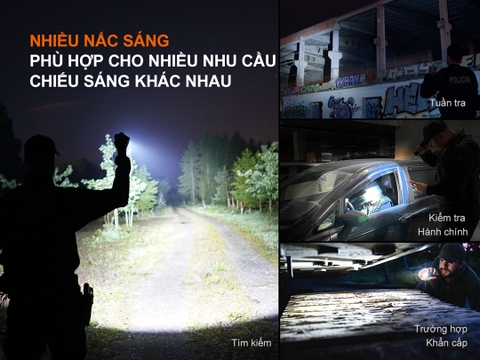 Đèn pin chiến thuật FENIX TK22R sáng 3200 lumen chiếu xa 480m pin sạc 21700 USB-C công tắc xoay chiến thuật