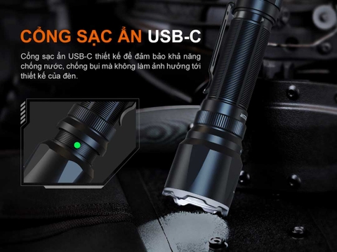 Đèn pin chiến thuật FENIX TK22R sáng 3200 lumen chiếu xa 480m pin sạc 21700 USB-C công tắc xoay chiến thuật