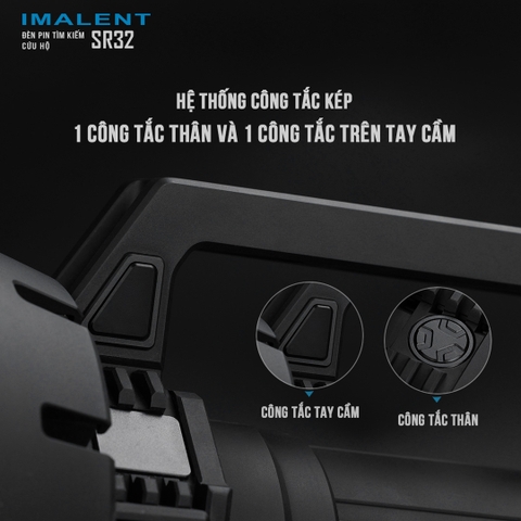 Đèn pin IMALENT SR32 sáng 120.000lm chiếu xa 2.080m 32 LED XHP50.3 sạc USB-C kiêm Powerbank
