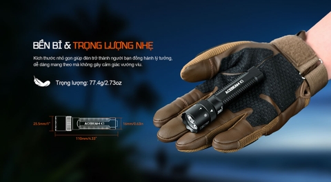 Đèn pin Acebeam K1 – Đèn pin EDC nhỏ gọn, 3 nguồn sáng Trắng/Laser xanh/UV sáng 1000lm, 223m, UV 365nm, sạc USB-C