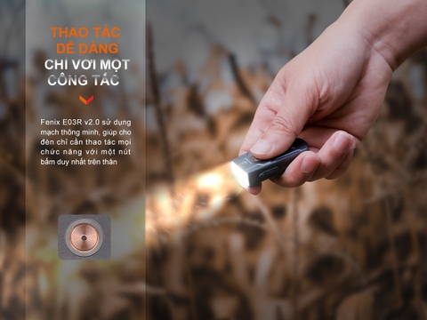 Đèn pin móc khóa FENIX E03R v2 sáng 500lm chiếu xa 90m sạc USB C