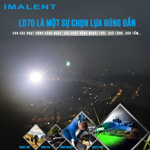 Đèn pin mini IMALENT LD70 độ sáng 4000 lumen tầm chiếu xa 203m pin 18350 sạc nam châm