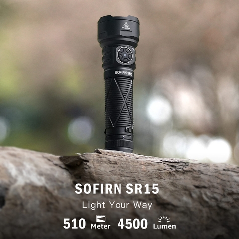 Đèn pin Sofirn SR15 sáng 4500 lm xa 510m sạc USB-C nam châm đuôi, powerbank tích hợp