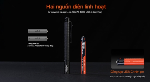 Đèn pin mini ACEBEAM PT20 sáng 500 Lumens chiếu xa 80m