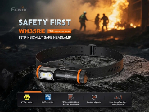 FENIX WH35RE - Đèn đeo đầu chống cháy nổ 280 Lumens tầm chiếu 21m sạc USB C