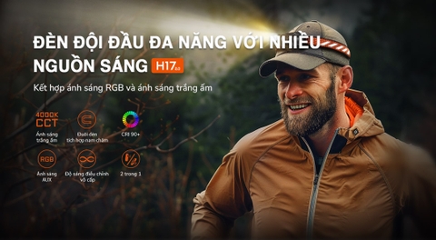 Đèn pin đội đầu ACEBEAM H17 V2 sáng 2000 lumen chiếu xa 128m nhỏ gọn đuôi nam châm