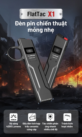 Đèn pin chiến thuật siêu mỏng KLARUS FlatTac X1 sáng 4200 lumen pin 2150mAh sạc USB C
