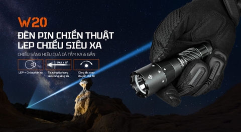 ACEBEAM W20 – Đèn pin LEP độ sáng 600 Lumens, chiếu xa 1100m kết hợp vùng sáng tỏa rộng