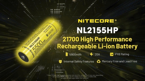 Pin sạc NITECORE NL2155HP dung lượng 5500mAh dòng xả tối đa 20A