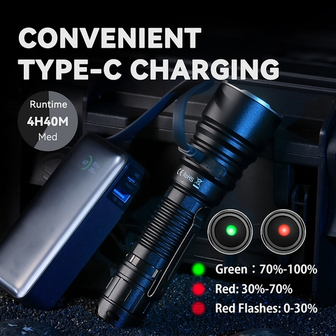 Đèn pin chiến thuật siêu sáng Sofirn SK40 sáng 3200 Lumens chiếu xa 580m sạc USB-C