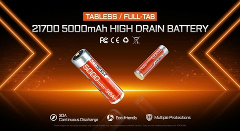 Pin sạc xả cao ACEBEAM 21700 5000mAh – dòng xả tối đa 30A