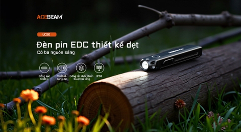 Đèn pin ACEBEAM UC20 sáng 1000 lumens chiếu xa 220m có đèn phụ đỏ và sáng UV