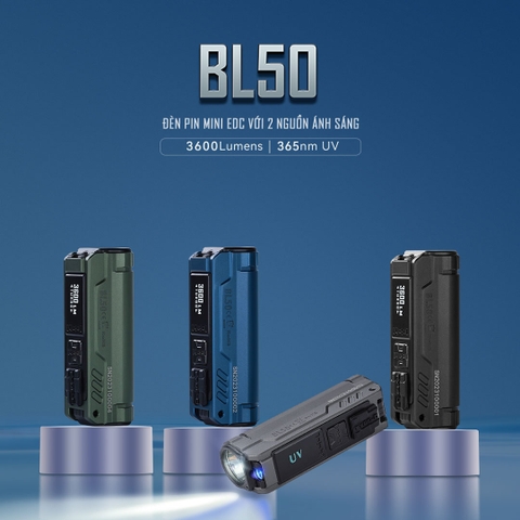 Đèn pin EDC IMALENT BL50 tia UV 365nm sáng 3.600 lumen chiếu xa 428m pin dung lượng 3000mAh sạc USB-C