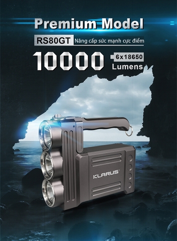 Đèn pin siêu sáng KLARUS RS80GT độ sáng 10.000 lumen chiếu xa 570m