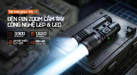Đèn Pin LEP Zoom ACEBEAM Terminator M1 2.0 – 3900 Lm, Chiếu Xa 1620m