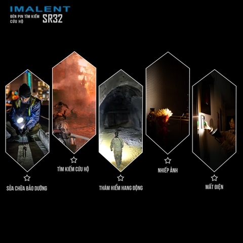 Đèn pin IMALENT SR32 sáng 120.000lm chiếu xa 2.080m 32 LED XHP50.3 sạc USB-C kiêm Powerbank