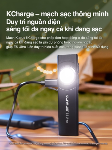 KLARUS E5 Ultra – Đèn pin EDC siêu mỏng 800 lm, xa 120m 3 nguồn sáng, sạc USB-C