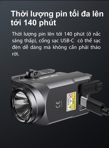 Đèn pin đặc chủng KLARUS GL2 sáng 1000 lumen tích hợp laser xanh lá pin 400mAh