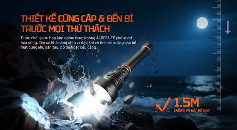 Đèn pin lặn ACEBEAM D30 – Sáng 5600 Lumens, chiếu xa 1454m, lặn sâu tối đa 100m