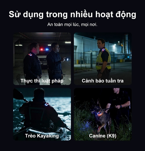 KLARUS WL6 – Đèn cảnh báo gắn vai đỏ xanh 360°, pin 24h
