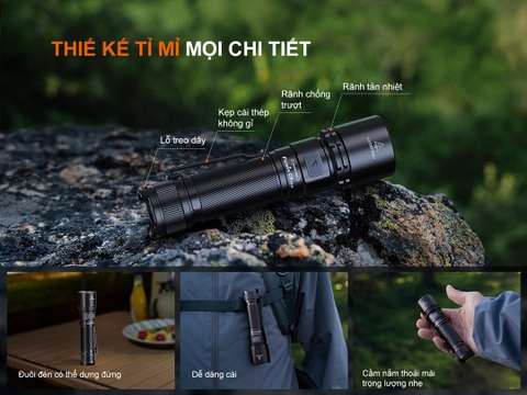 Đèn pin Fenix C5 V2.0  – Độ sáng 2000 lumen, chiếu xa 480m, sạc USB-C đuôi nam châm