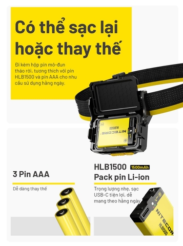 NITECORE HA29 UHE – Đèn đội đầu outdoor 1200 lm, pin chịu lạnh -40°C