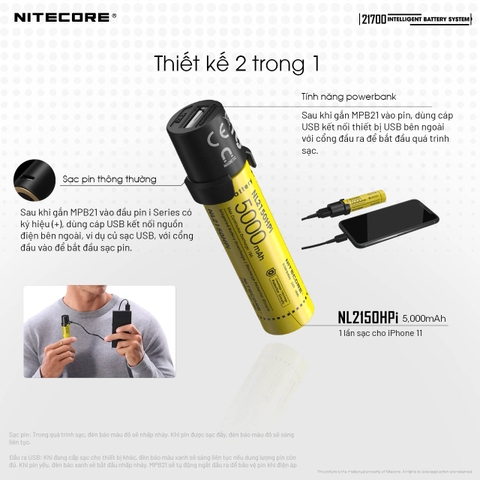 Đèn bulb tản sáng Nitecore ML21 gắn pin 21700i Nitecore